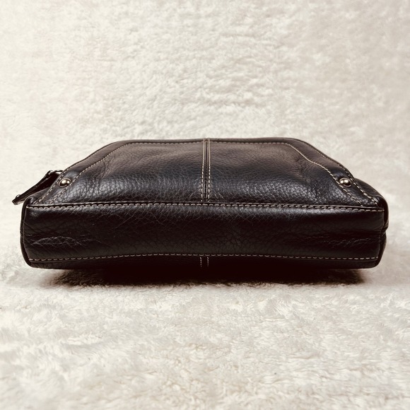 Tignanello Crossbody Shoulder Bag Black Pebbled Leather Organizer Purse Clean - Picture 5 of 11